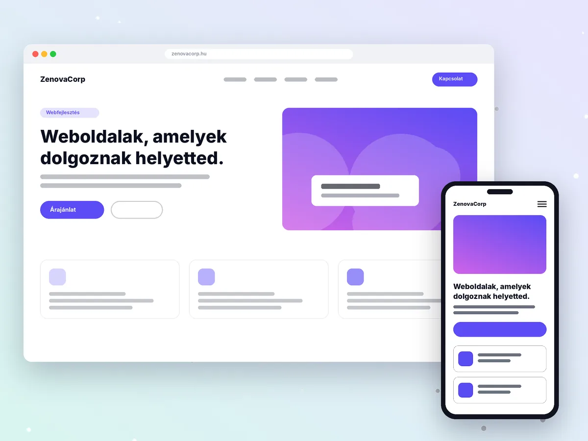 Modern weboldal tervek asztali gépen és mobilon